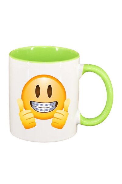 INOVATIX Cana alba personalizata, Emoji Like, interior verde deschis, D25, IN...