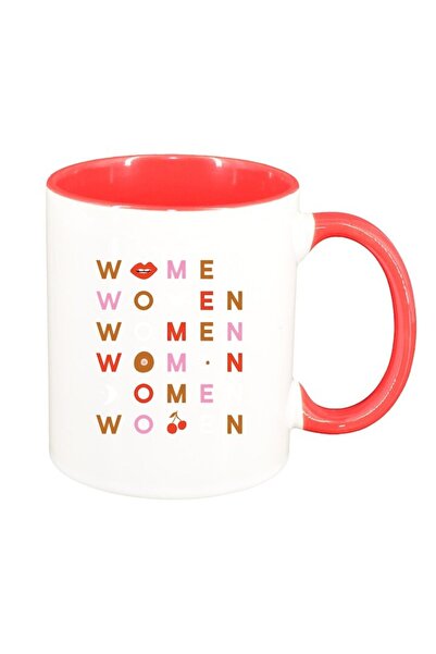 INOVATIX Cana alba personalizata, woman, interior rosu, D1466, INOVATIX®. 330ml