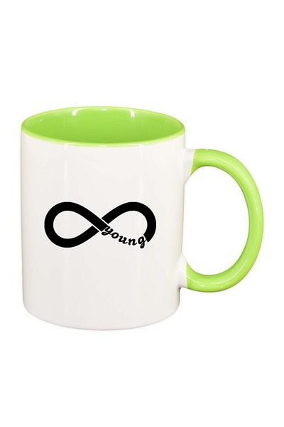 INOVATIX Personalized white mug, Young, light green interior, D407, INOVATIX®. 330ml