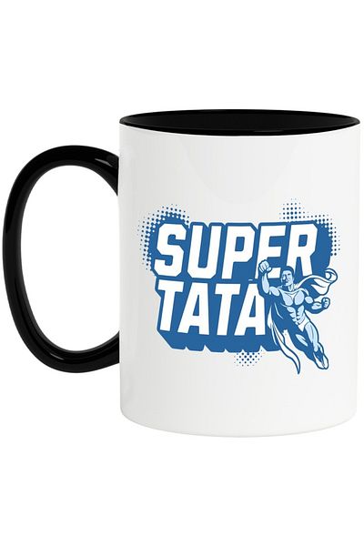 INOVATIX Personalized white mug, SuperTATA, with Black Handle, INOVATIX®. 330ml
