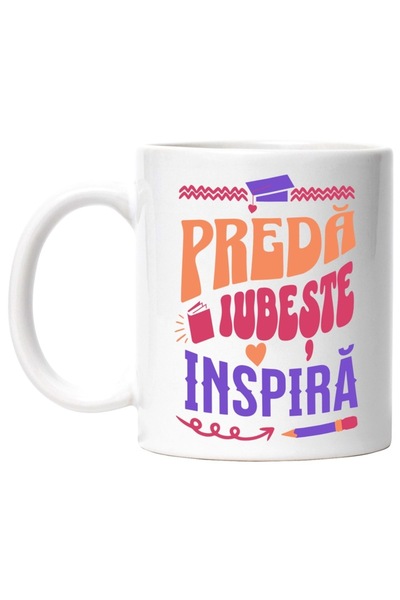 INOVATIX Cana alba personalizata, preda iubeste inspira profesor scoala educa...