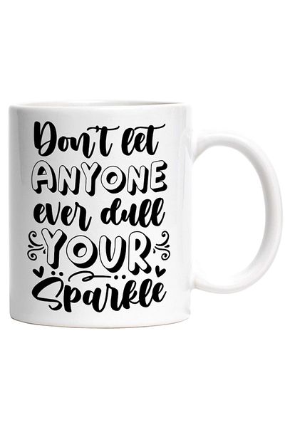 INOVATIX Personalized white mug, Never let anyone dim your sparkle, INOVATIX®. 330ml