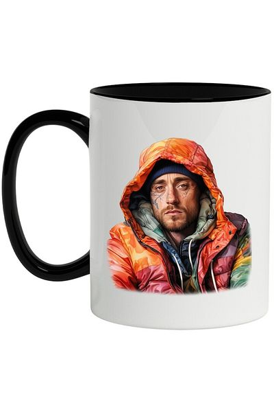 INOVATIX Personalized white mug, Mac Miller, Artist, Rapper, Celebrity, with Black Handle, INOVATIX®. 330ml