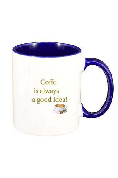 INOVATIX Personalized white mug, Coffee love, dark blue interior, D1031, INOVATIX®. 330ml