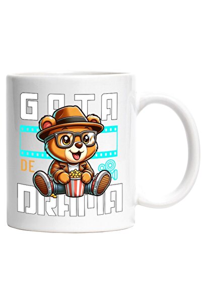 INOVATIX Cana alba personalizata, urs de plus gata de drama film cinema, INOVATIX®. 330ml