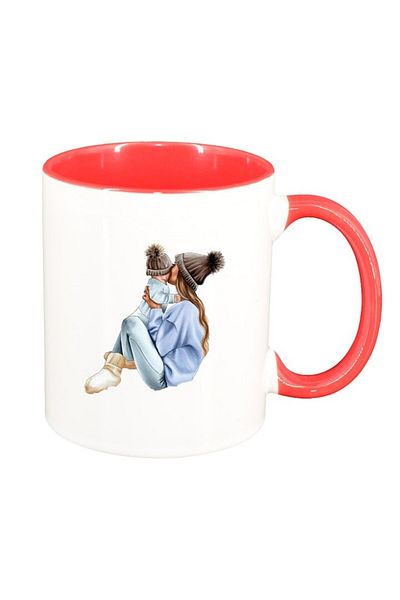 INOVATIX Personalized white mug, Princess, Mother Child, Little Girl, red interior, D1361, INOVATIX®. 330ml
