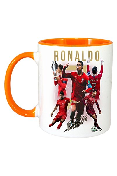 INOVATIX Cana Alba Personalizata, Ronaldo Autograf, Maner Si Interior Portoca...