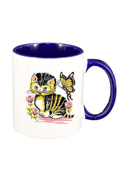 INOVATIX Personalized white mug, Cat, dark blue interior, D967, INOVATIX®. 330ml