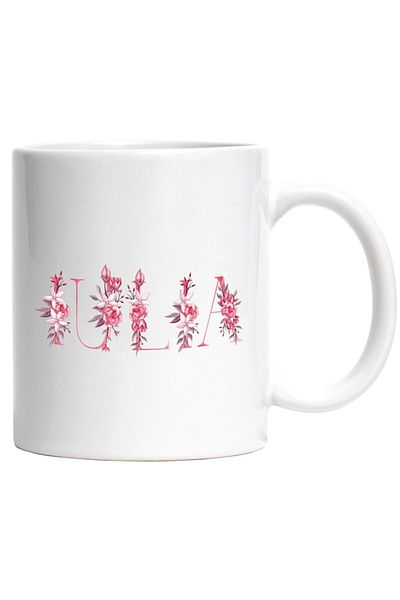 INOVATIX Personalized white mug, Name Iulia, Floral, Colorful, Creative, Beautiful, Unique, INOVATIX®. 330ml