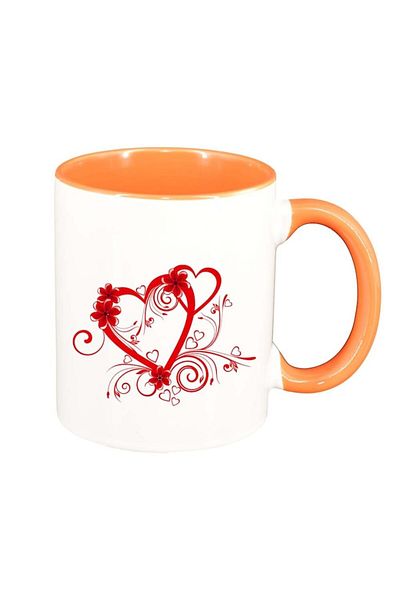 INOVATIX Personalized white mug, Love, orange interior, D307, INOVATIX®. 330ml