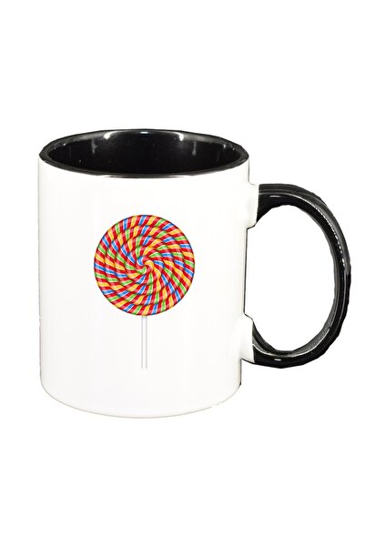 INOVATIX Εξατομικευμένη λευκή κούπα, Lollypop, μαύρο εσωτερικό, D409, INOVATI...