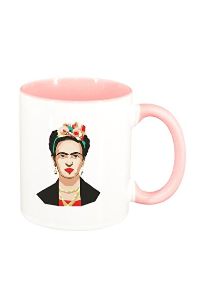 INOVATIX Персонализирана бяла чаша, Фрида, розова вътрешност, D1453, INOVATIX...