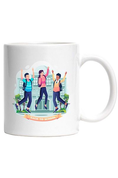 INOVATIX Personalized white mug, Message in English Back To School, School, Students, Schoolbag, INOVATIX®. 330ml