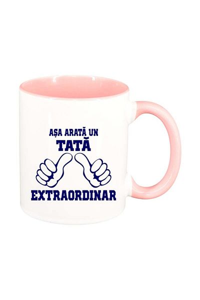 INOVATIX Personalized white mug, Extraordinary, pink interior, D86, INOVATIX®. 330ml