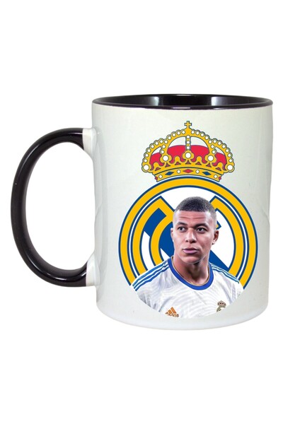 INOVATIX Cana Alba Personalizata, Mbappe King Real, Maner Si Interior Negru, ...