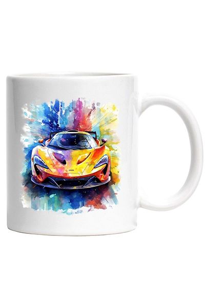 INOVATIX Personalized white mug, Sports Car, Watercolor, Speed, Luxury, INOVATIX®. 330ml