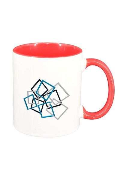 INOVATIX Personalized white mug, Shapes, red interior, D209, INOVATIX®. 330ml
