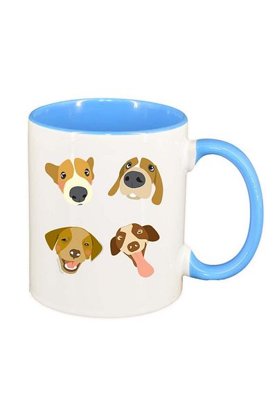 INOVATIX Personalized white mug, Dogs, blue interior, D968, INOVATIX®. 330ml