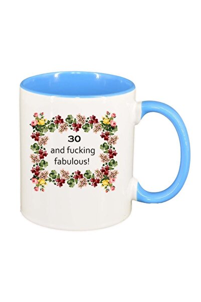 INOVATIX Cana alba personalizata, Flori, I`m fabulous, interior albastru, D10...