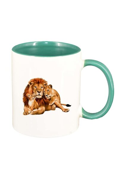 INOVATIX Cana alba personalizata, Leu, interior verde, D196, INOVATIX®. 330ml