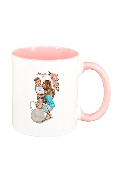 INOVATIX Personalized white mug, Princess, Mother Child, Little Girl, pink interior, D1365, INOVATIX®. 330ml