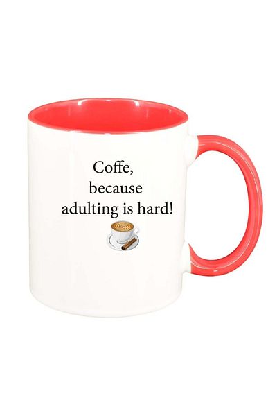 INOVATIX Personalized white mug, Coffee love, dark red interior, D1032, INOVATIX®. 330ml