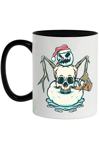 INOVATIX Personalized white mug, Snowman, Skull, Beer, Monster, with Black Handle, INOVATIX®. 330ml