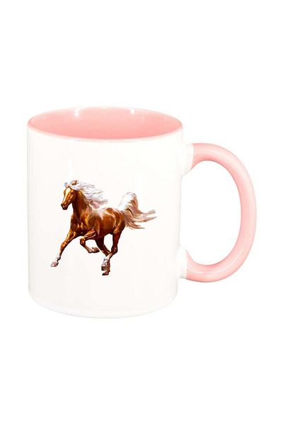 INOVATIX Personalized white mug, Horse, pink interior, D198, INOVATIX®. 330ml