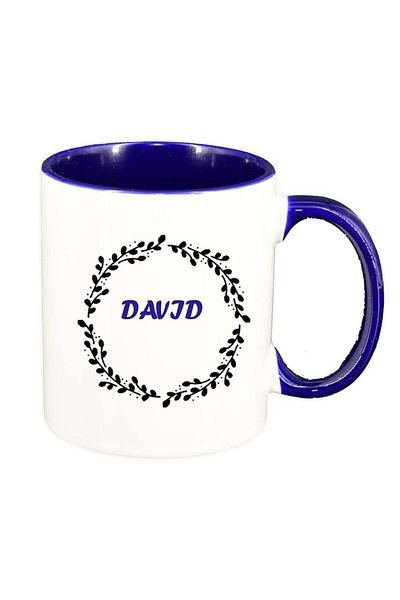 INOVATIX Personalized white mug, Name, dark blue interior, D1081, INOVATIX®. 330ml