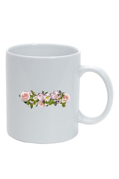INOVATIX Personalized white mug, Flowers, white, D993, INOVATIX®. 330ml