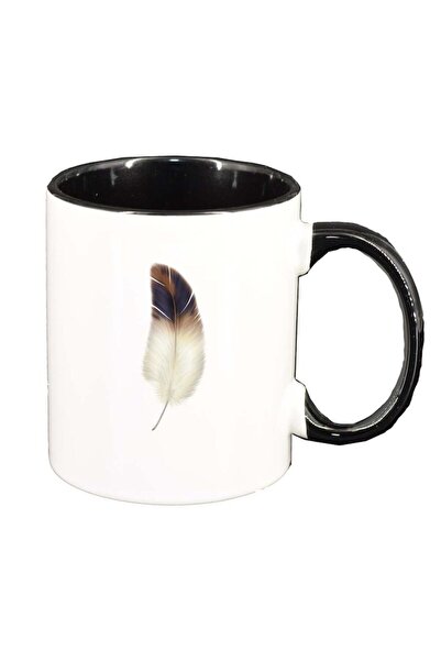 INOVATIX Персонализирана бяла чаша, Перо, черна вътрешност, D232, INOVATIX®. ...