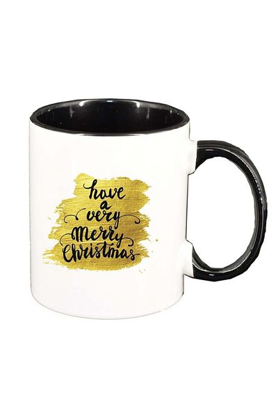 INOVATIX Personalized white mug, Merry Christmas, black interior, D1535, INOVATIX®. 330ml