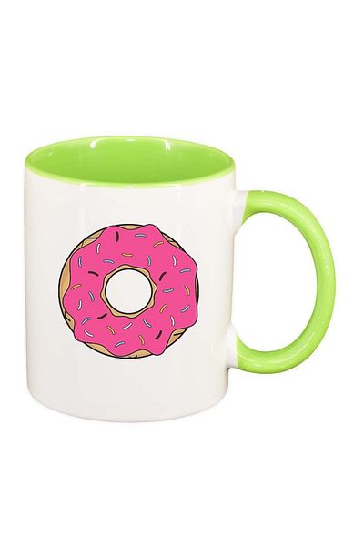 INOVATIX Personalized white mug, Doughnut, light green interior, D415, INOVATIX®. 330ml