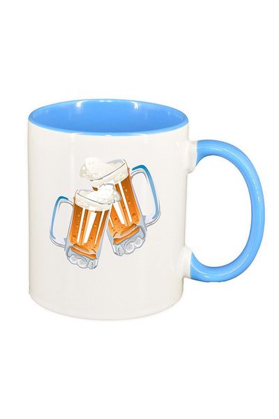 INOVATIX Cana alba personalizata, Beer, interior albastru, D416, INOVATIX®. 330ml