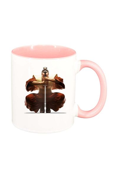 INOVATIX Personalized white mug, Warrior, pink interior, D376, INOVATIX®. 330ml