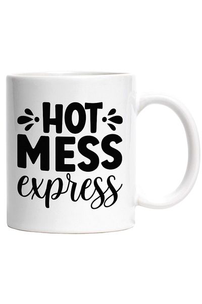 INOVATIX Personalized white mug, English inscription Hot mess express - hot disaster, INOVATIX®. 330ml