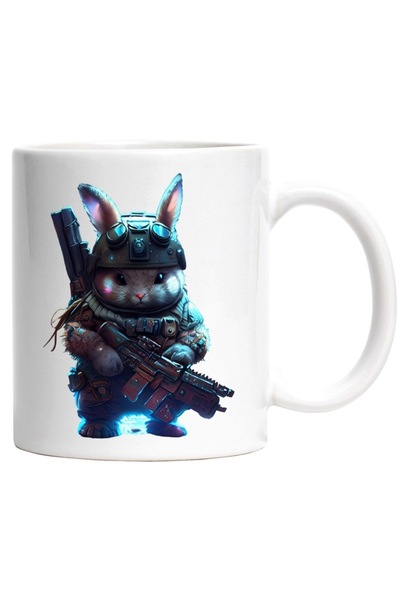 INOVATIX Cana alba personalizata, Iepure, Armament, Casca, Soldat, Sci-Fi, LM...