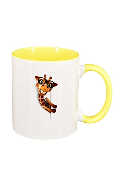 INOVATIX Cana alba personalizata, Girafa, interior galben, D275, INOVATIX®. 3...