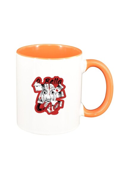 INOVATIX Εξατομικευμένη λευκή κούπα, La Casa De Papel, πορτοκαλί εσωτερικό, D...