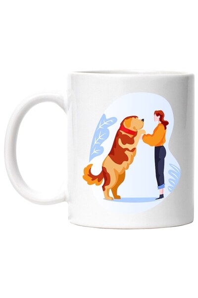 INOVATIX Εξατομικευμένη λευκή κούπα, Σκύλος, Γυναίκα, Κολάρο, Κουταβοφάγοι, I...