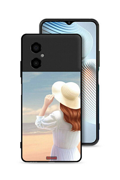 Tolwak Xiaomi Poco M4 5G Protective Case Cover Hat Girl Standing