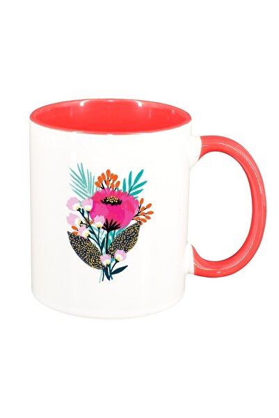 INOVATIX Cana alba personalizata, Pastel Color Flower, interior rosu, D1373, ...