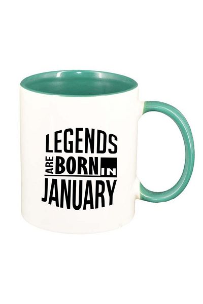 INOVATIX Personalized white mug, Legend, green interior, D75, INOVATIX®. 330ml