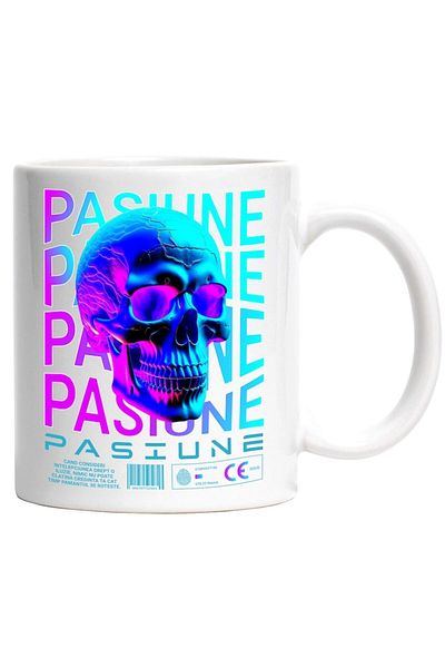 INOVATIX Personalized white mug, Passion - Skull, INOVATIX®. 330ml