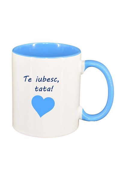 INOVATIX Personalized white mug, I love you..., blue interior, D1026, INOVATIX®. 330ml