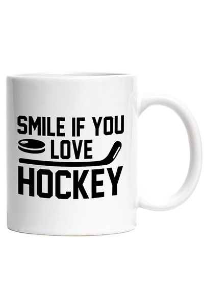INOVATIX Personalized white mug, Smile if you love hockey - smile if you love hockey, INOVATIX®. 330ml