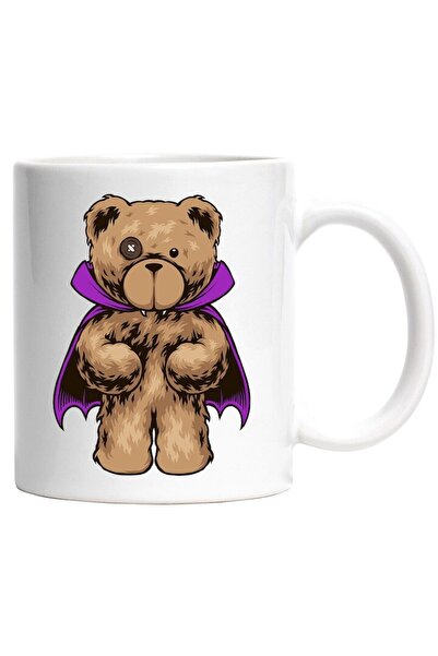 INOVATIX Cana Alba personalizată, Urs De Plus, Vampir, Pelerină, Halloween, INOVATIX®. 330ml