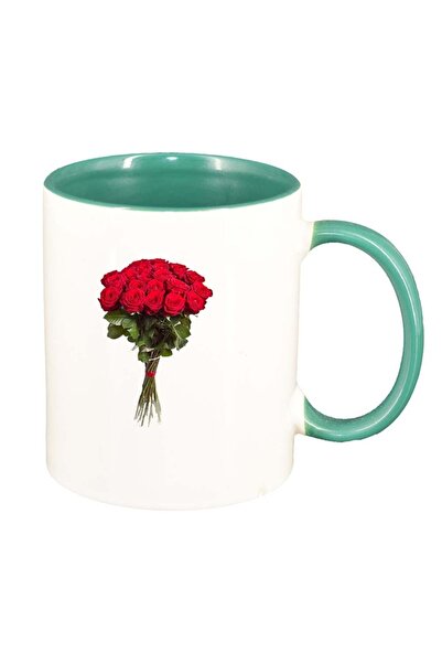 INOVATIX Cana alba personalizata, Rose, interior verde, D363, INOVATIX®. 330ml