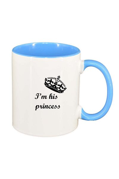 INOVATIX Cana alba personalizata, I`m his Princess, interior albastru, D915, INOVATIX®. 330ml