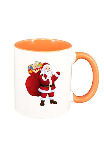 INOVATIX Cana alba personalizata, Mos Craciun, interior portocaliu, D163, INO...